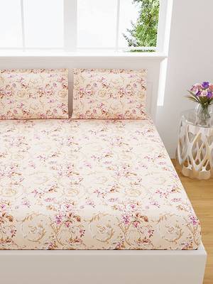 100% Cotton King Size Double bedsheet 240 TC Baby Pink Color / 9 Ft X 9 Ft 5