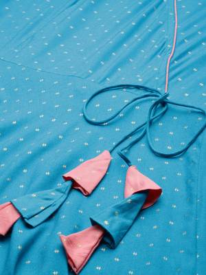 Teal printed viscose rayon maxi-dresses 5