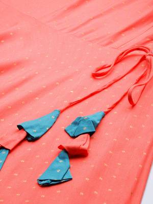 Peach printed viscose rayon maxi-dresses 5