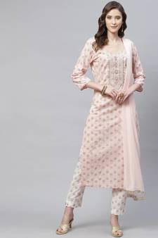 Pink beads cotton salwar