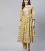 Yellow sequins cotton salwar