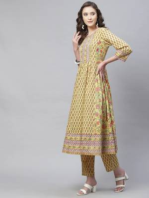 Yellow sequins cotton salwar 4
