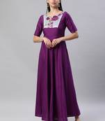 Violet plain cotton maxi-dresses