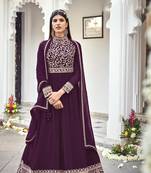 Purple embroidered faux georgette salwar