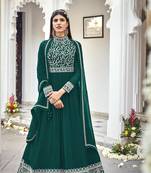 Teal embroidered faux georgette salwar