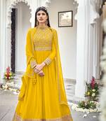 Mustard embroidered faux georgette salwar
