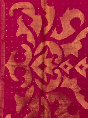 Pink hand woven silk saree with blouse 4