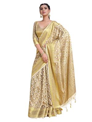 White woven art silk saree with blouse 2