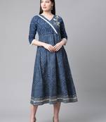 Blue printed cotton maxi-dresses