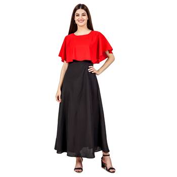 Red plain crepe maxi-dresses 1