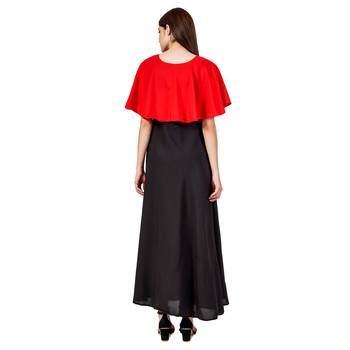 Red plain crepe maxi-dresses 2