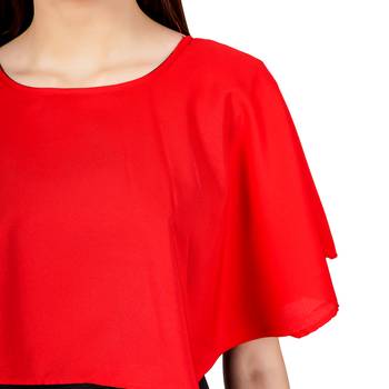 Red plain crepe maxi-dresses 4