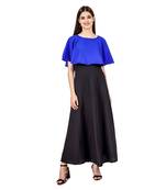 Blue plain crepe maxi-dresses