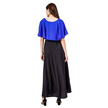 Blue plain crepe maxi-dresses 2