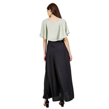 Green plain crepe maxi-dresses 2