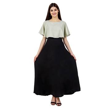 Green plain crepe maxi-dresses 5