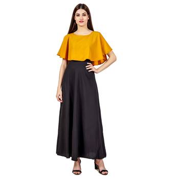 Yellow plain crepe maxi-dresses 1