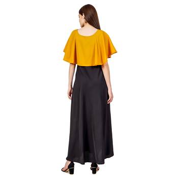 Yellow plain crepe maxi-dresses 2