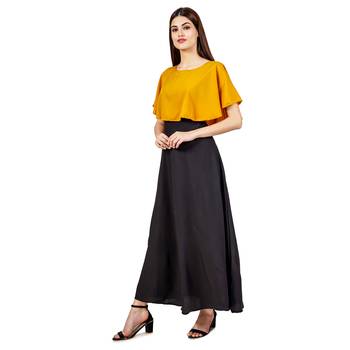 Yellow plain crepe maxi-dresses 3