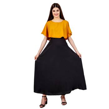 Yellow plain crepe maxi-dresses 5