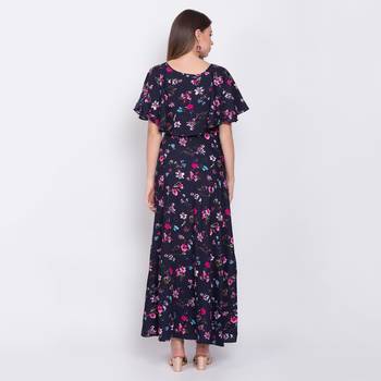 Navy-blue printed crepe maxi-dresses 2