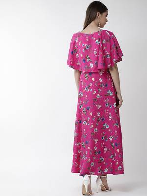 Pink printed crepe maxi-dresses 2