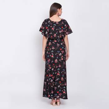 Black printed crepe maxi-dresses 2