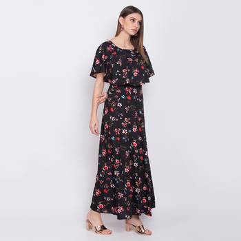 Black printed crepe maxi-dresses 3