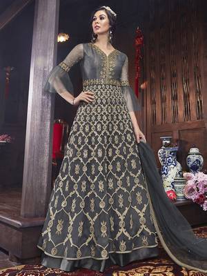 Grey embroidered net salwar 1
