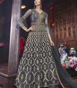 Grey embroidered net salwar