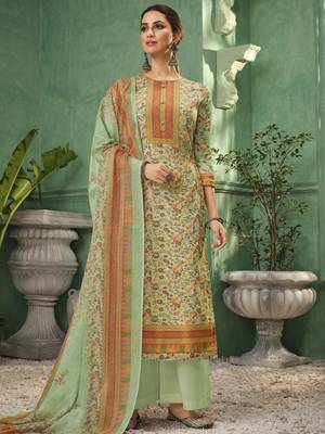 Green printed faux cotton salwar 1