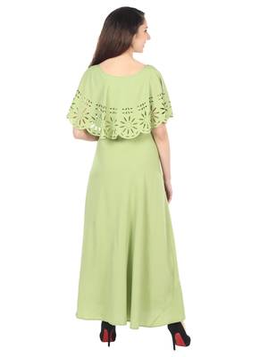 Green plain crepe maxi-dresses 2