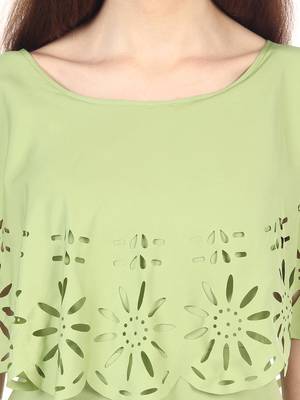 Green plain crepe maxi-dresses 3
