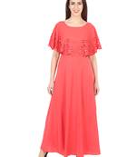 Red plain crepe maxi-dresses