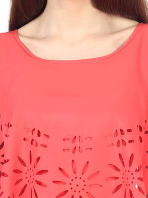 Red plain crepe maxi-dresses 4