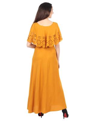 Yellow plain crepe maxi-dresses 2