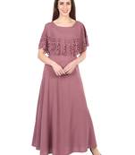 Brown plain crepe maxi-dresses