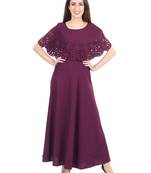 Maroon plain crepe maxi-dresses