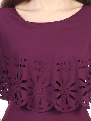 Maroon plain crepe maxi-dresses 3