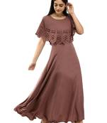 Mauve plain crepe maxi-dresses