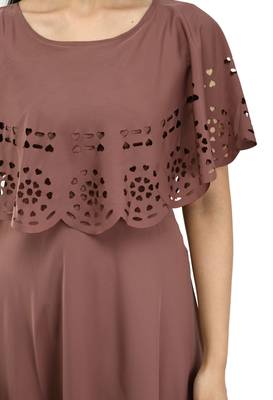 Mauve plain crepe maxi-dresses 3