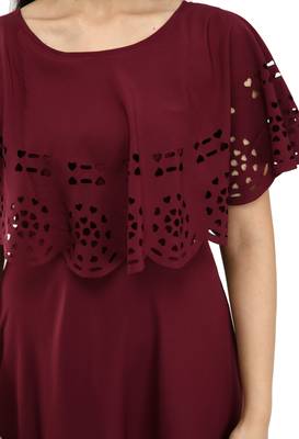 Wine plain crepe maxi-dresses 3