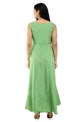 Green plain crepe maxi-dresses 2