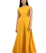 Yellow plain crepe maxi-dresses