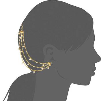 Designer 3 Line Pearl Earchain or Ear Support Earrings pearl hair-accessories 3