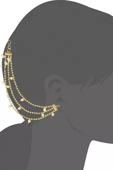 Designer 3 Line Pearl Earchain or Ear Support Earrings pearl hair-accessories