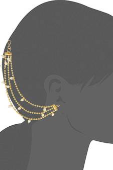 Designer 3 Line Pearl Earchain or Ear Support Earrings pearl hair-accessories