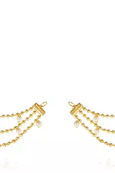 Designer 3 Line Pearl Earchain or Ear Support Earrings pearl hair-accessories