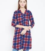 Sethi Daughters Women Multicolor Checked Printed Long Crepe Tunic