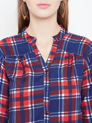Sethi Daughters Women Multicolor Checked Printed Long Crepe Tunic 5
